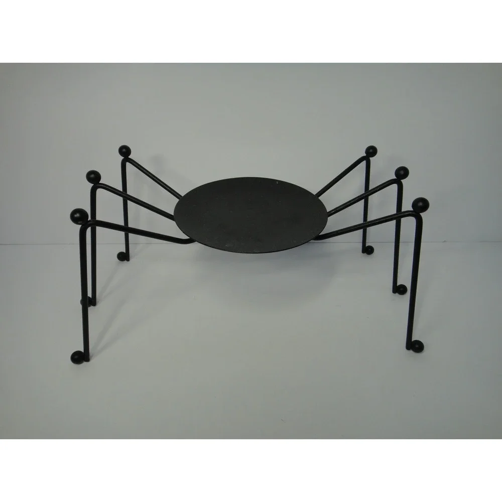 Spider Pillar Candle Holder Black Metal Halloween Gothic Spooky Decor 11.5in